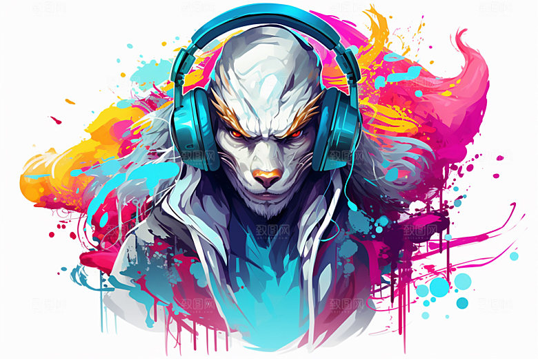 DJ龙音乐十二生肖插画