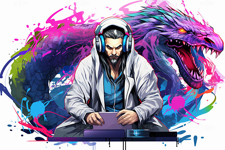 DJ龙手绘潮流插画