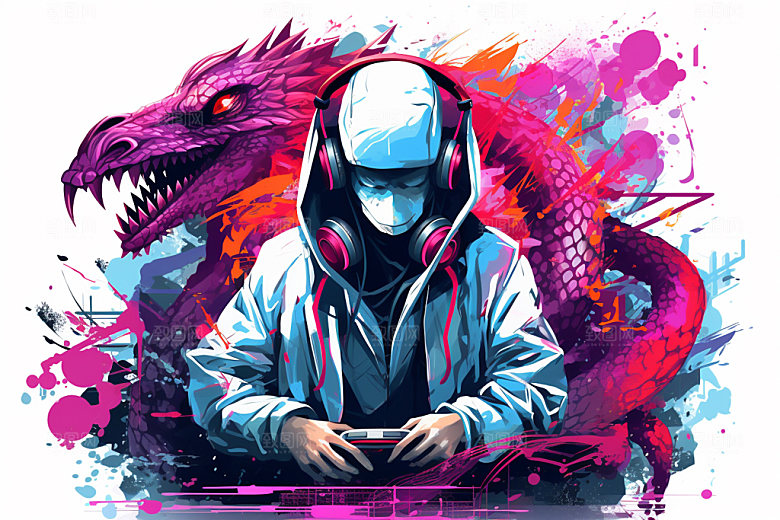 DJ龙时尚十二生肖插画