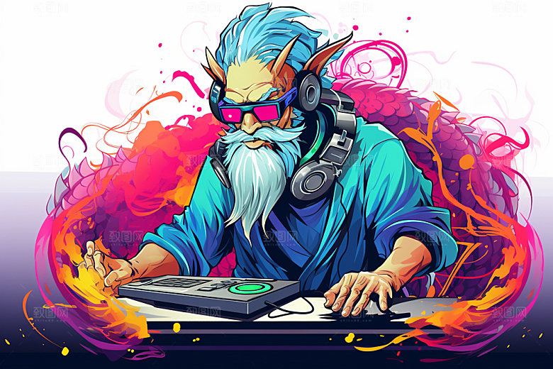 DJ龙中国风酷炫插画