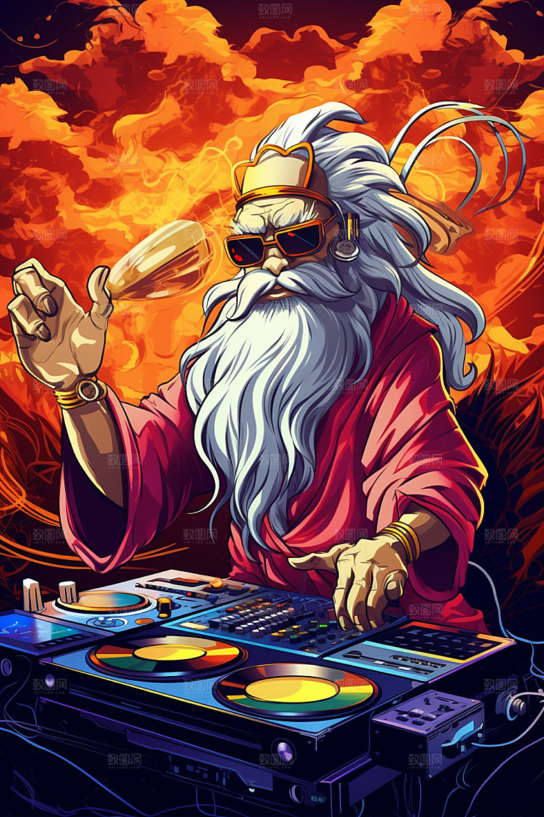 DJ龙酷炫手绘插画