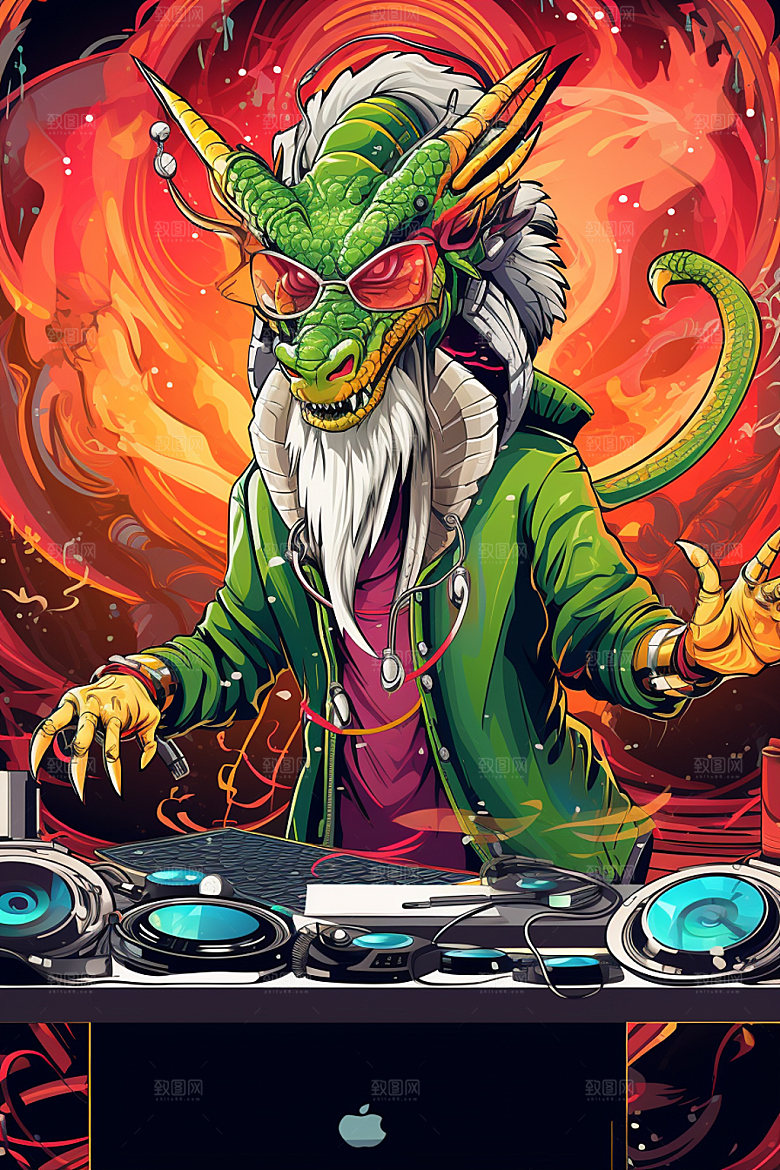 DJ龙卡通十二生肖插画