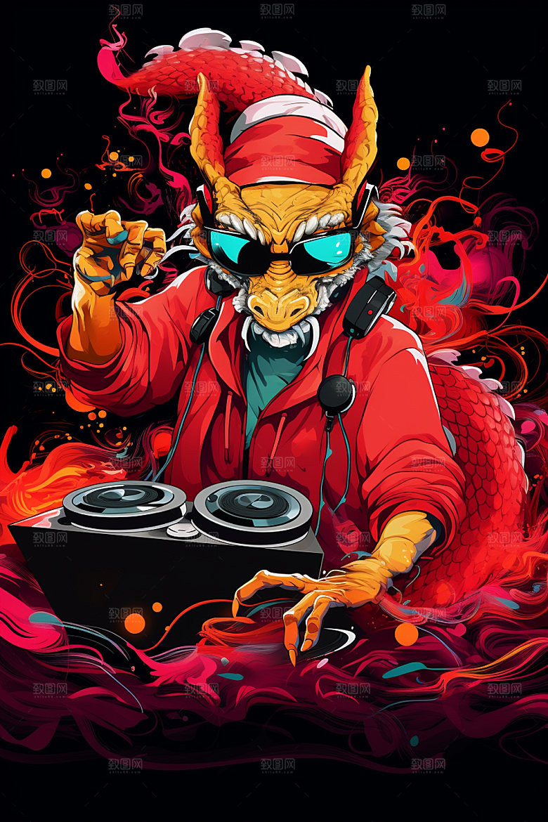 DJ龙说唱手绘插画
