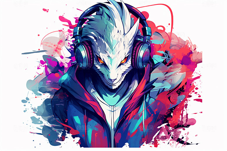DJ龙时尚打碟插画