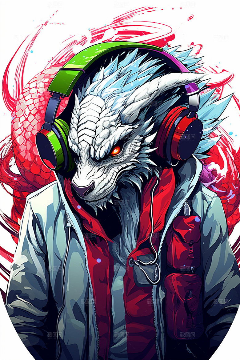 DJ龙打碟说唱插画