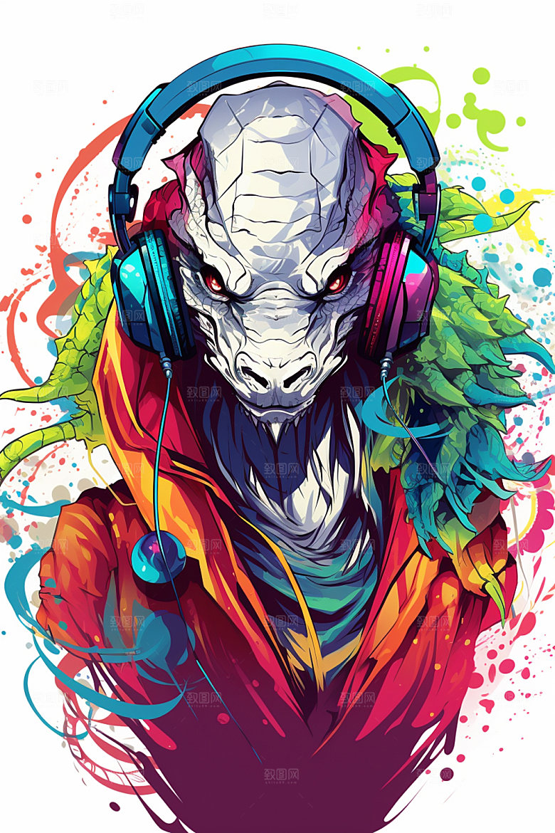 DJ龙说唱音乐插画