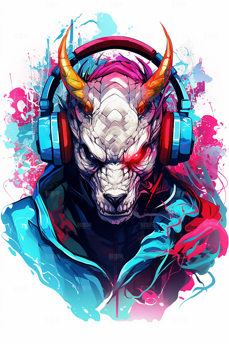 DJ龙手绘音乐插画