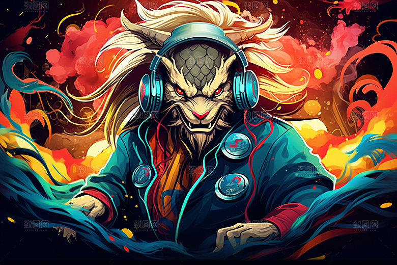 DJ龙时尚音乐插画