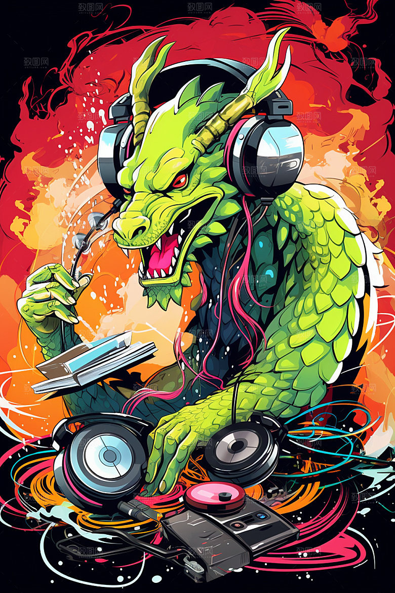 DJ龙手绘说唱插画