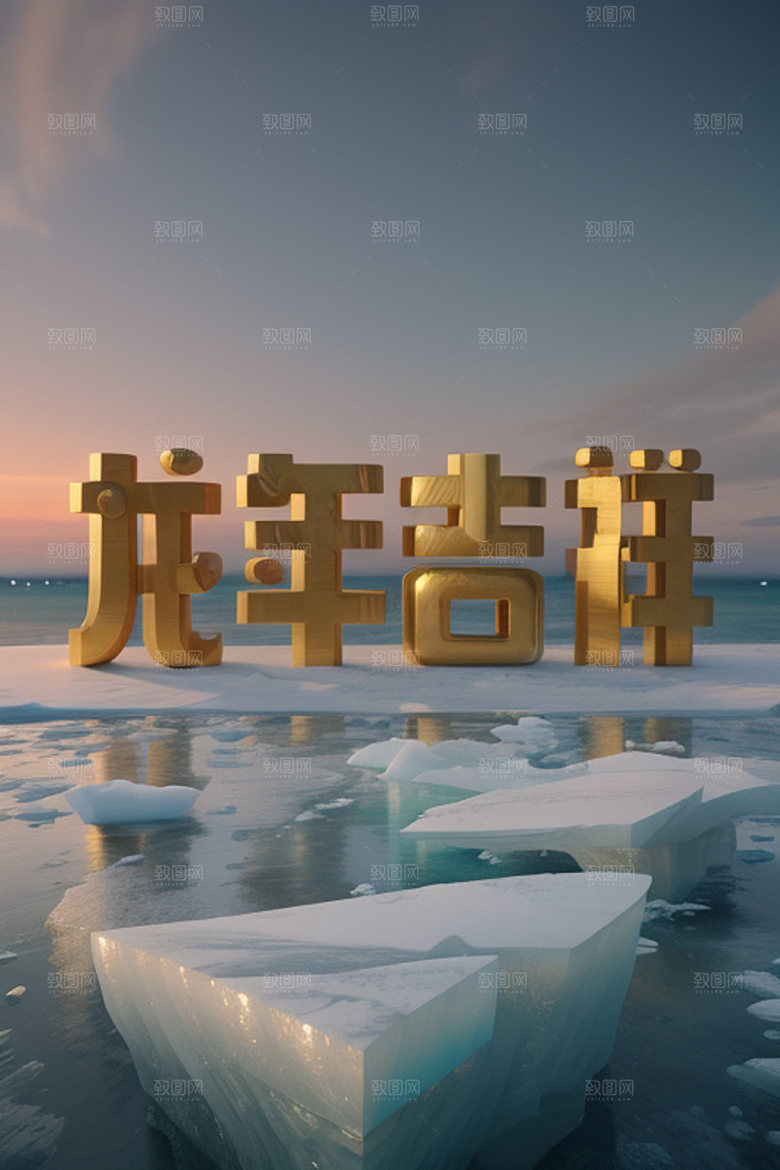 龙年祝福语新年贺岁艺术字