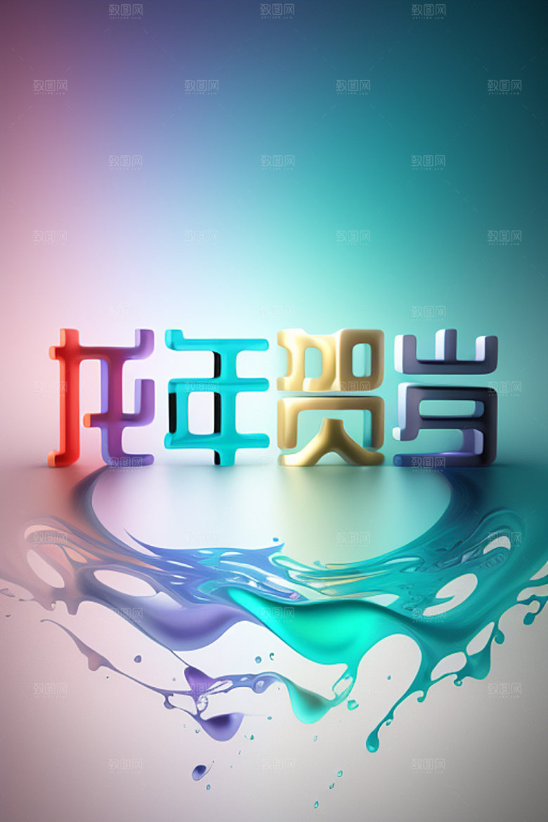 龙年祝福语迎新热闹艺术字