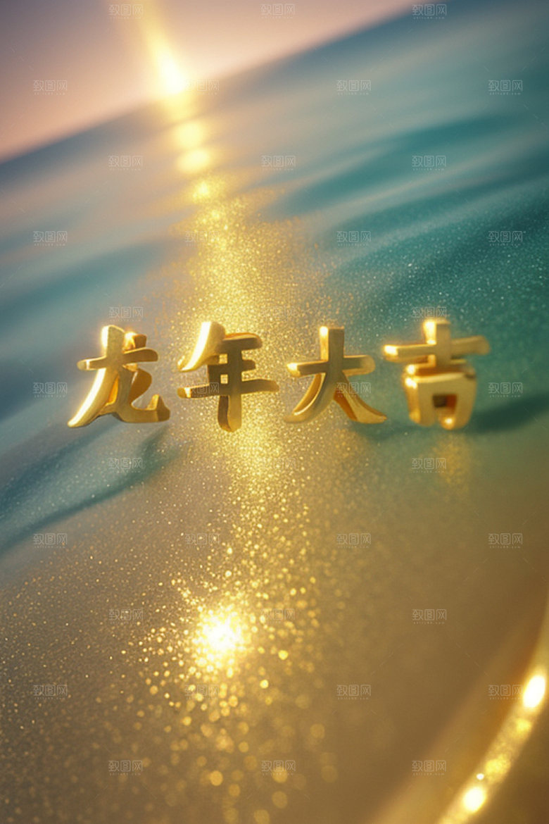 龙年祝福语如意新年艺术字