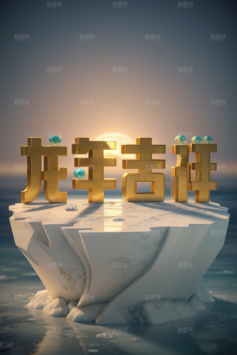 龙年祝福语贺岁创意艺术字