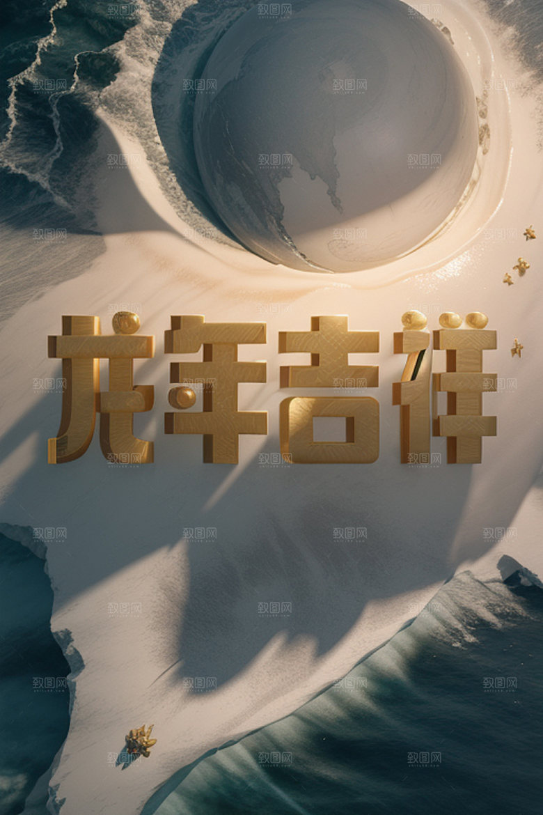 龙年祝福语迎新创意艺术字