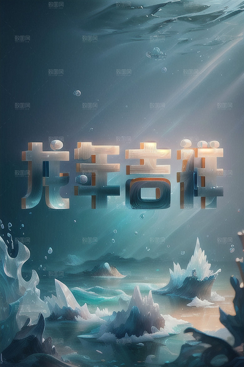 龙年祝福语如意吉祥艺术字