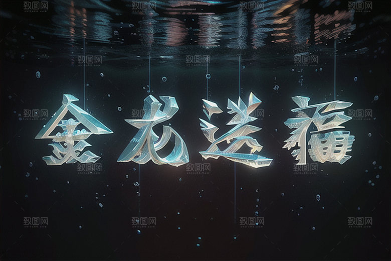 龙年祝福语迎新贺岁艺术字