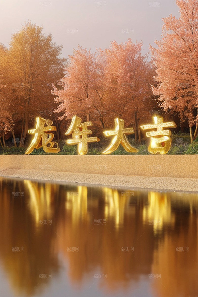 龙年祝福语立体新年艺术字