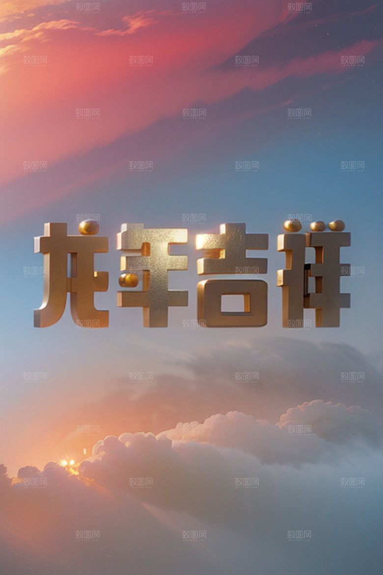 龙年祝福语新年喜庆艺术字