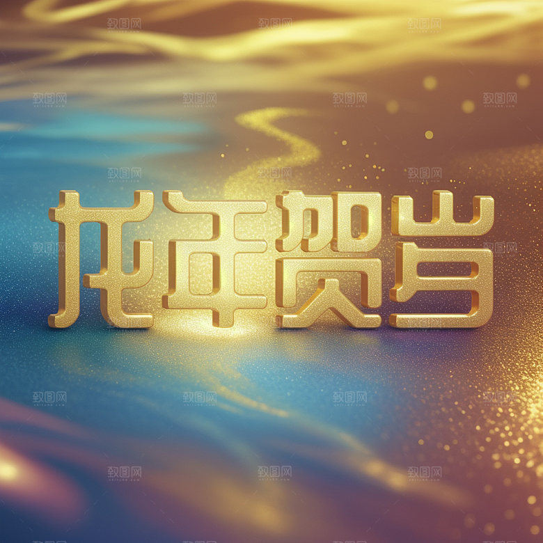 龙年祝福语热闹新年艺术字