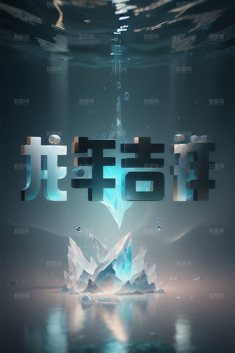 龙年祝福语创意立体艺术字