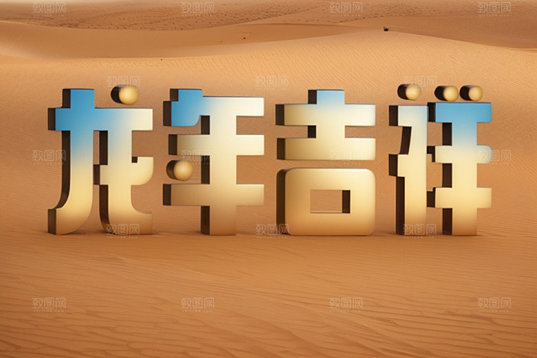 龙年祝福语如意热闹艺术字