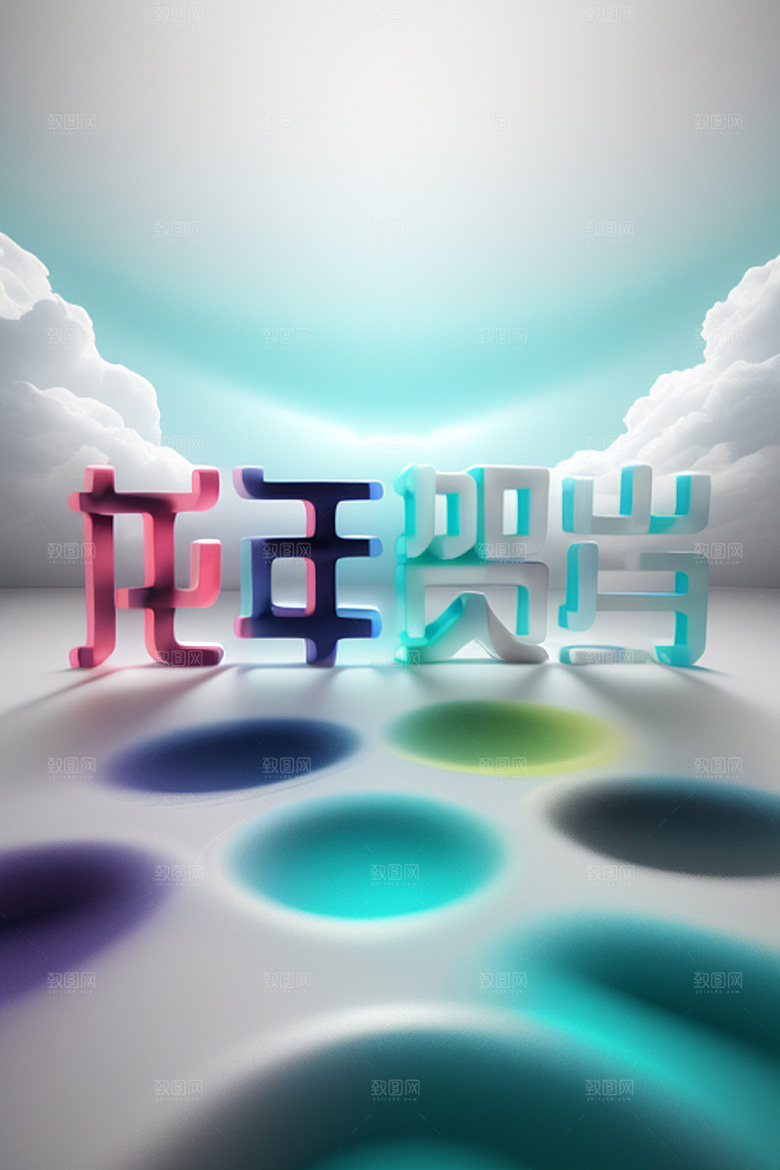龙年祝福语3D贺岁艺术字