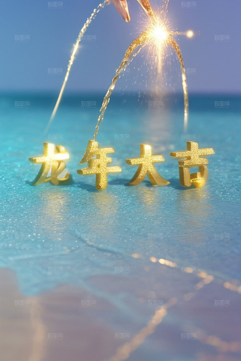 龙年祝福语创意迎新艺术字