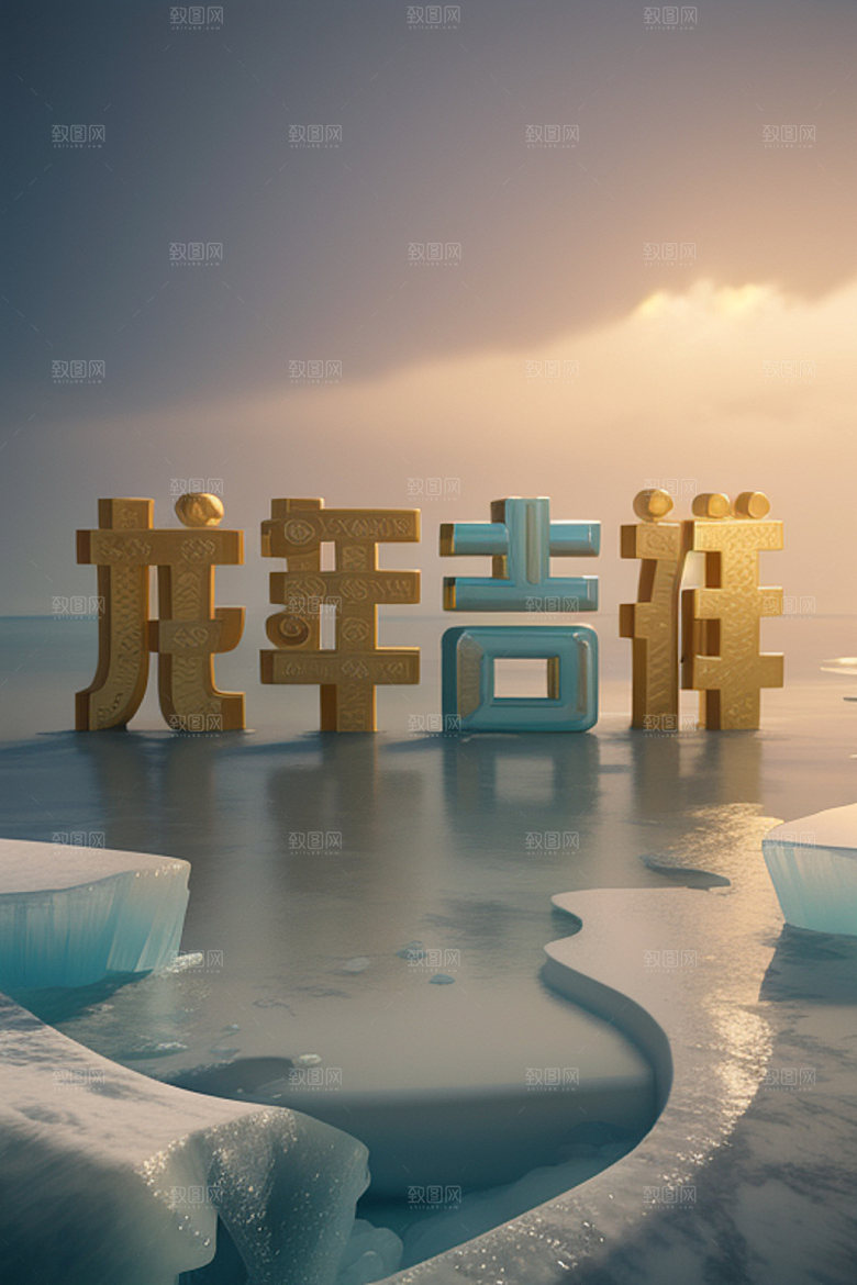 龙年祝福语新年如意艺术字