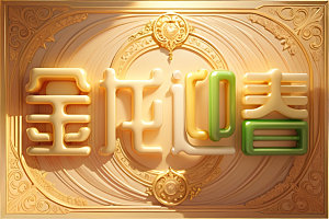 龙年祝福语贺岁立体艺术字