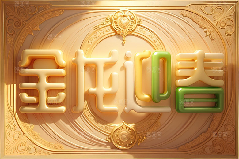 龙年祝福语贺岁立体艺术字