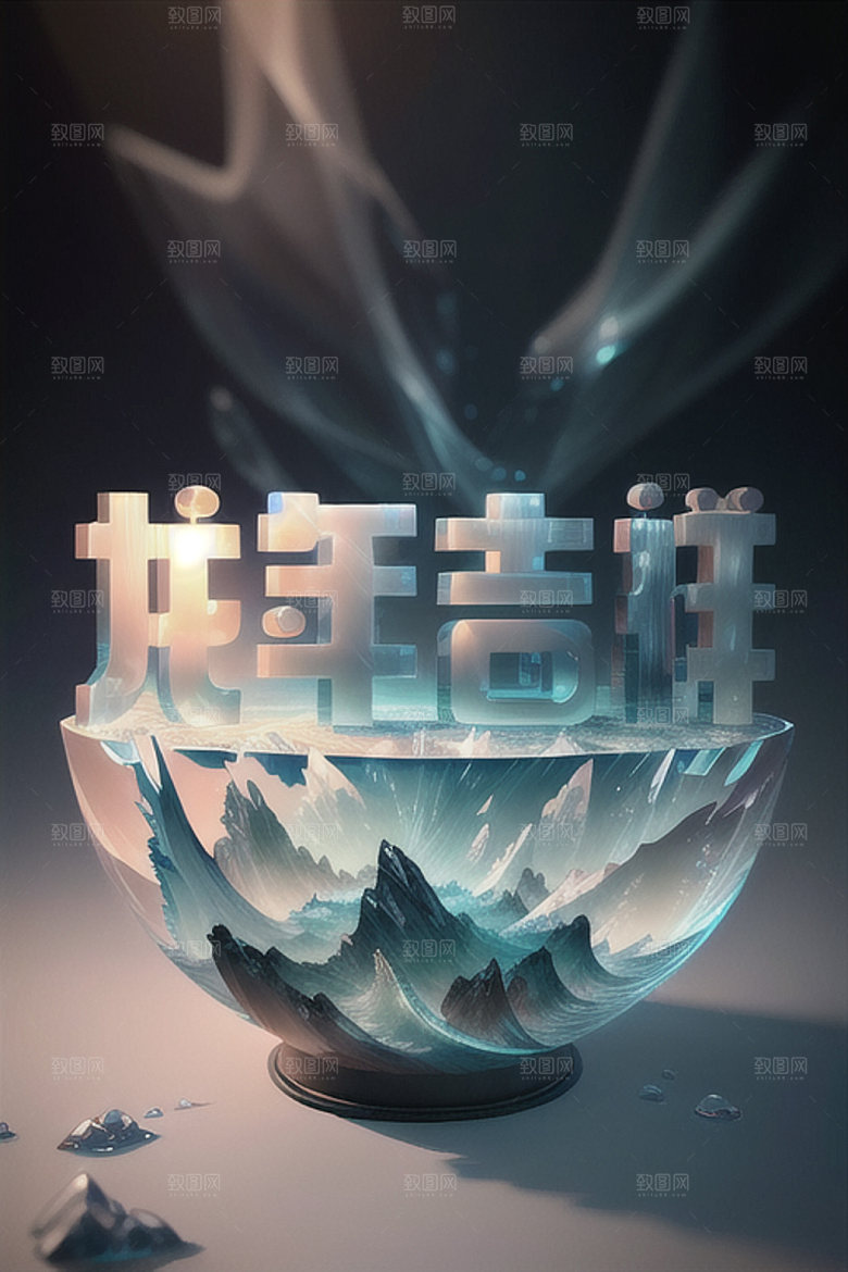 龙年祝福语喜庆创意艺术字