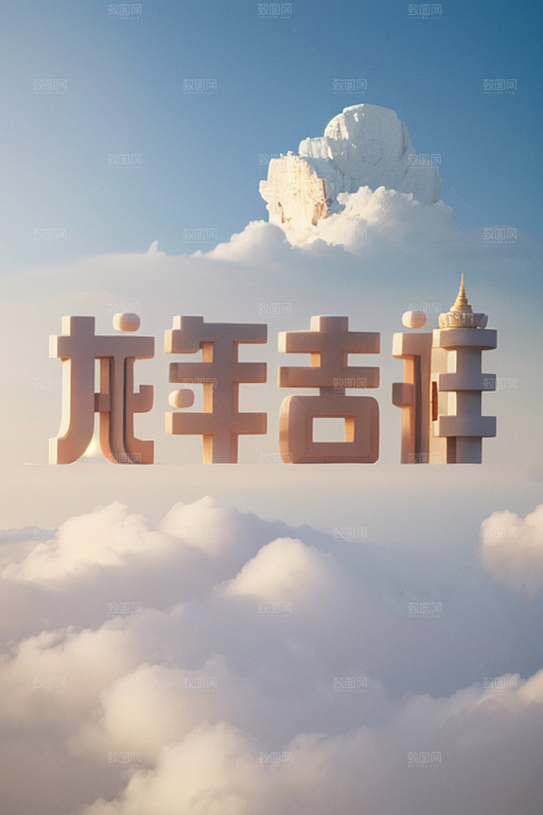 龙年祝福语创意贺岁艺术字