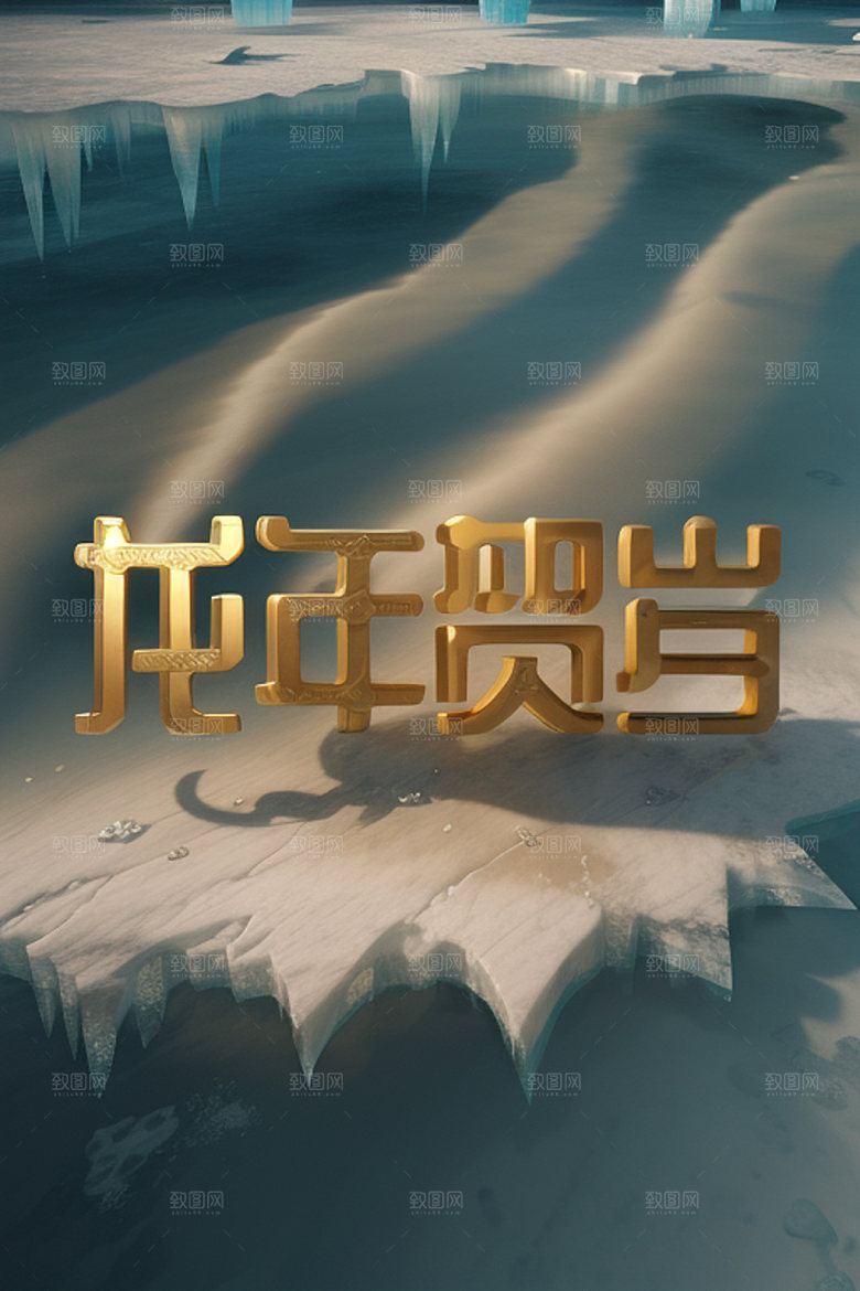 龙年祝福语创意立体艺术字