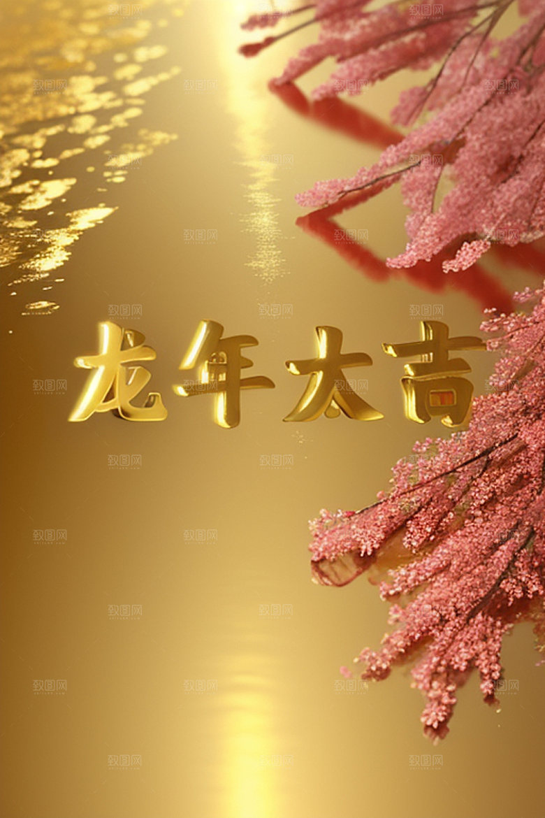龙年祝福语喜庆立体艺术字