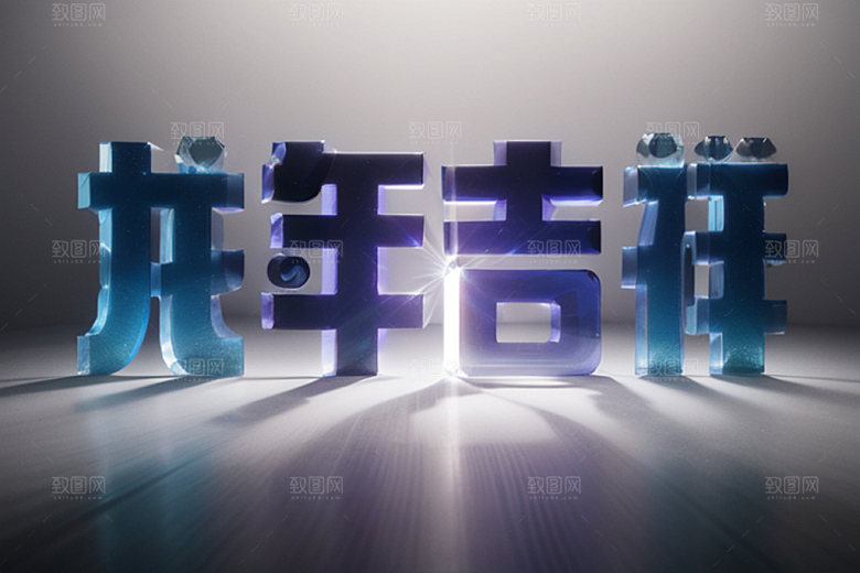 龙年祝福语新年迎新艺术字