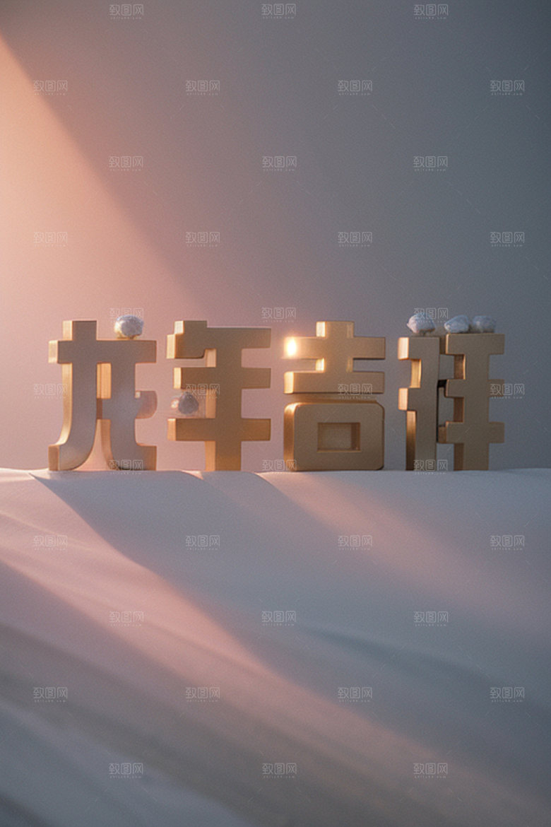 龙年祝福语立体迎新艺术字