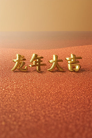 龙年祝福语热闹3D艺术字