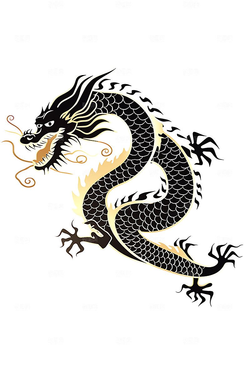 龙年抽象中国龙素材