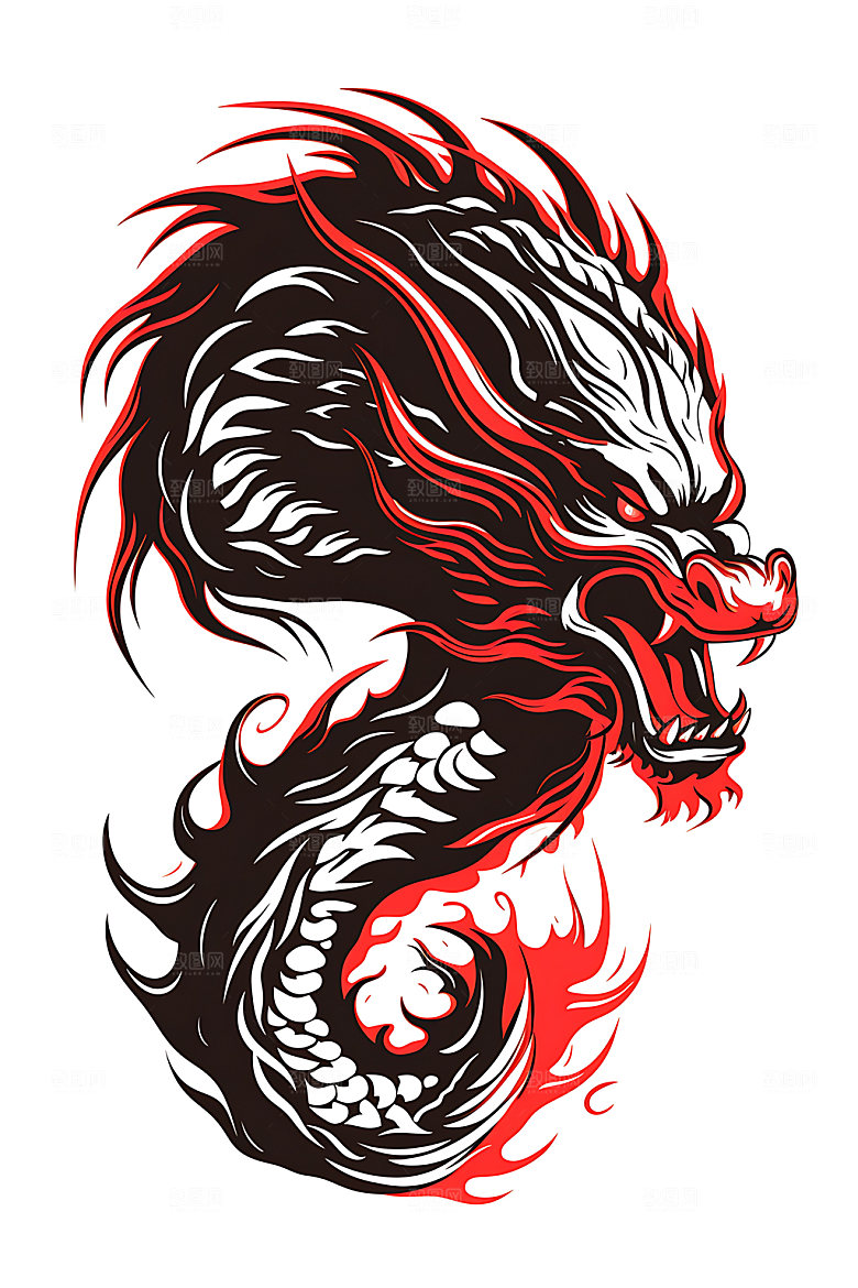 龙年抽象剪影素材