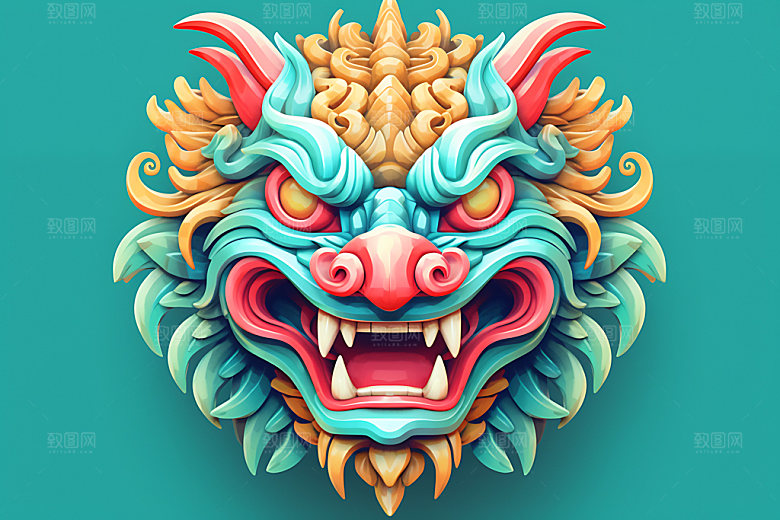 龙头彩色龙年