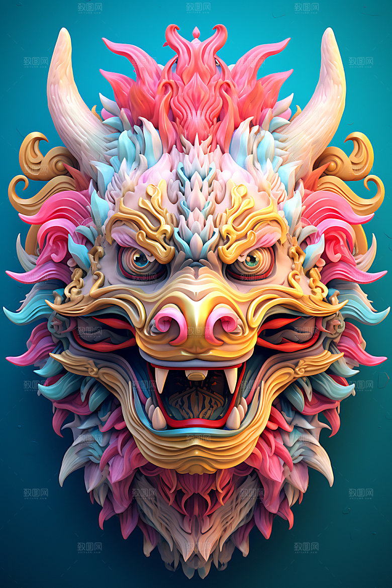 龙头龙年年画