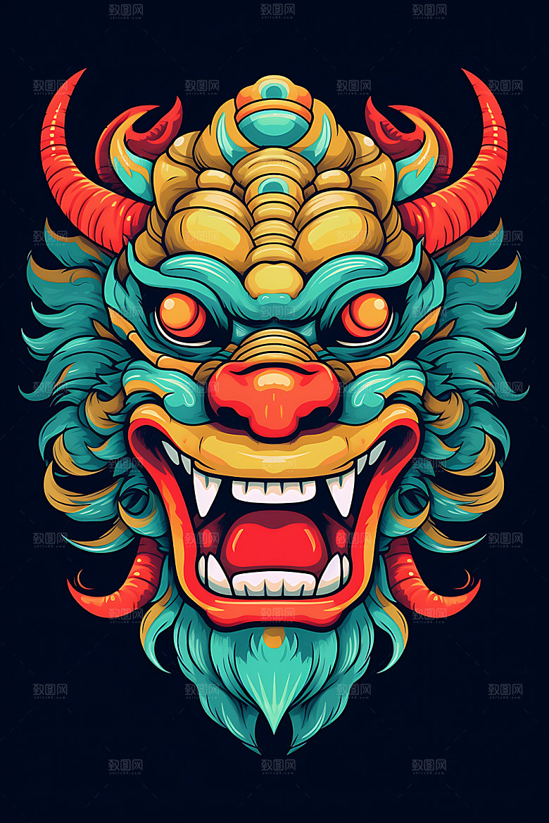 龙头十二生肖年画