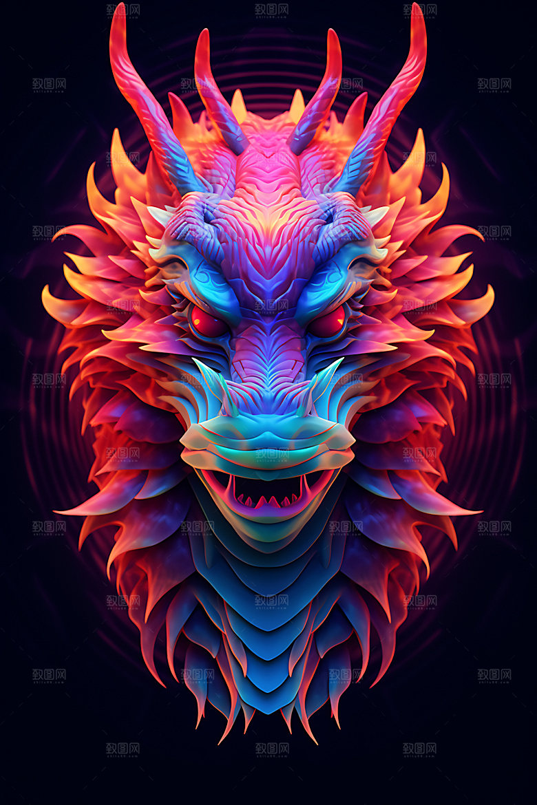 龙头十二生肖插画
