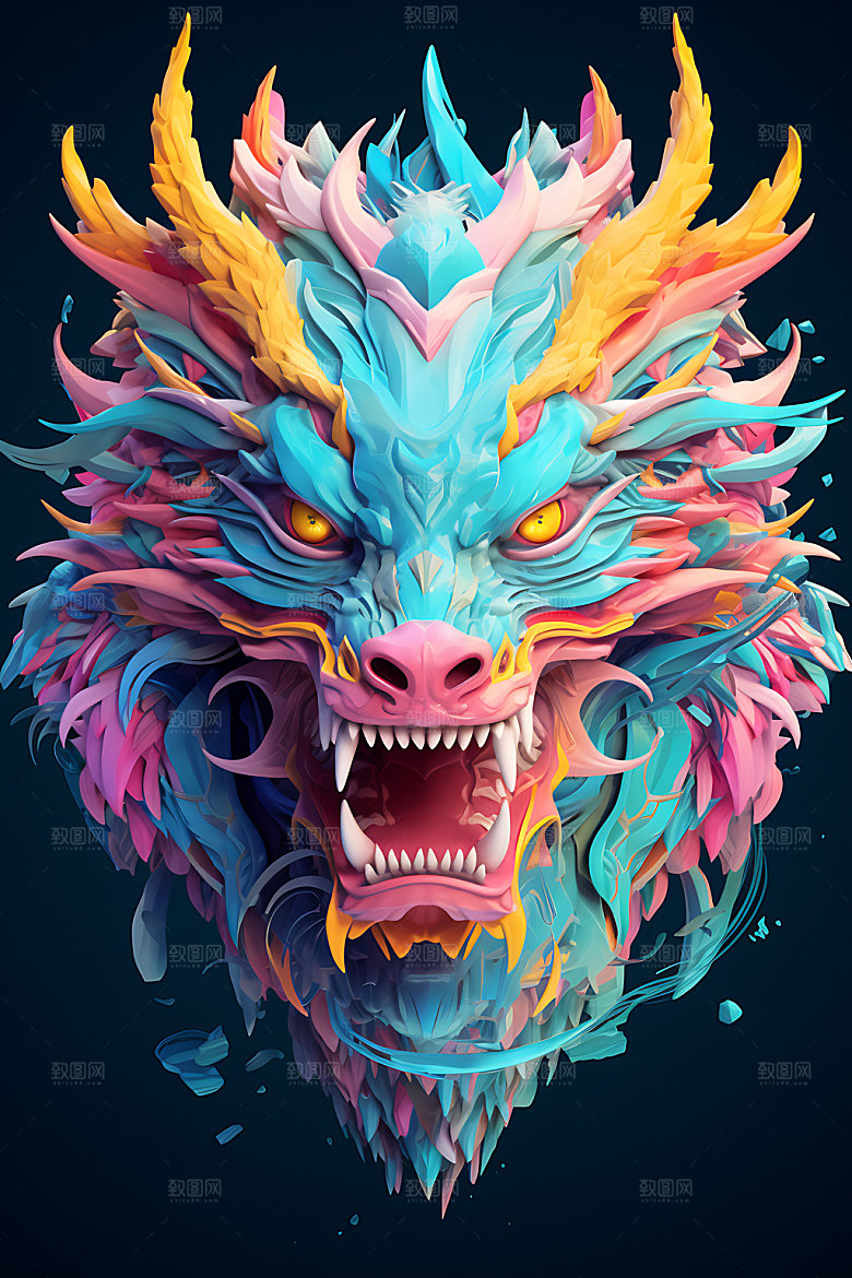 龙头插画风格