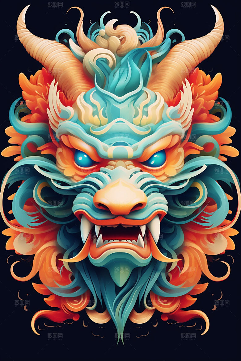 立体龙头春节喜庆效果图