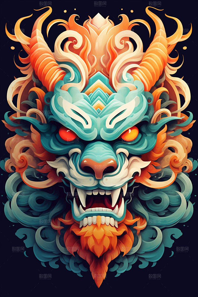 立体龙头生肖龙春节效果图