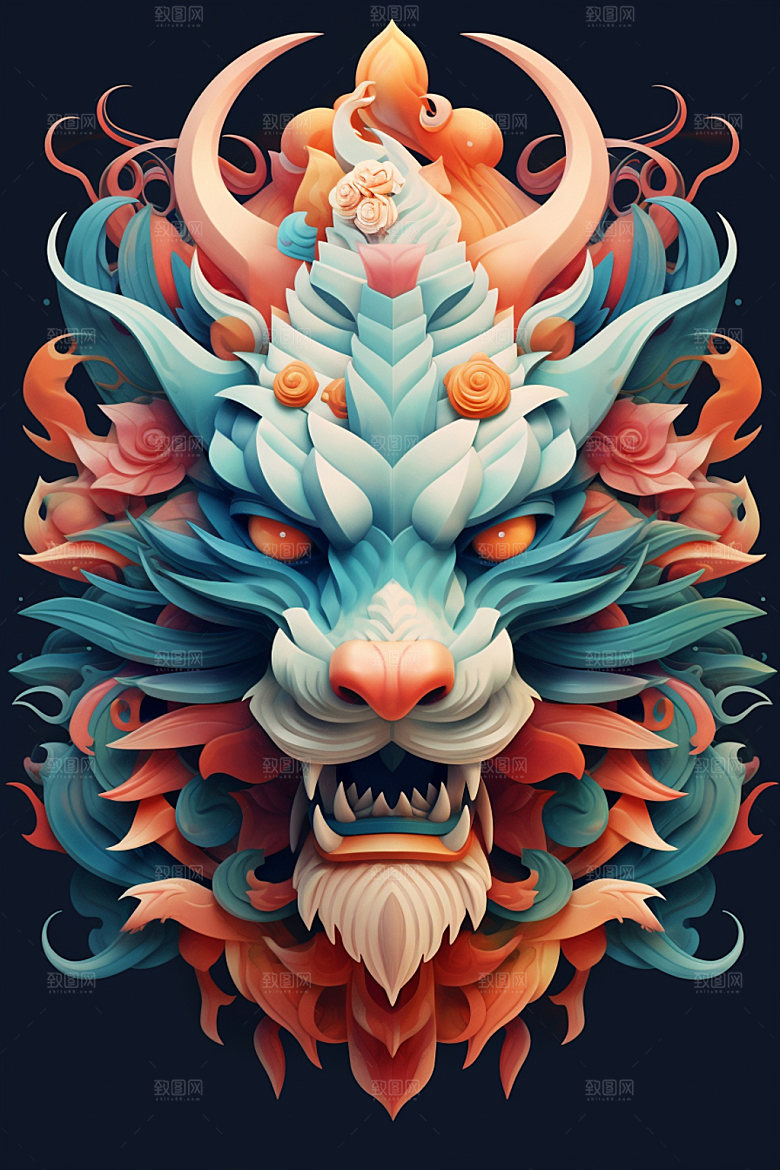 立体龙头十二生肖3D效果图