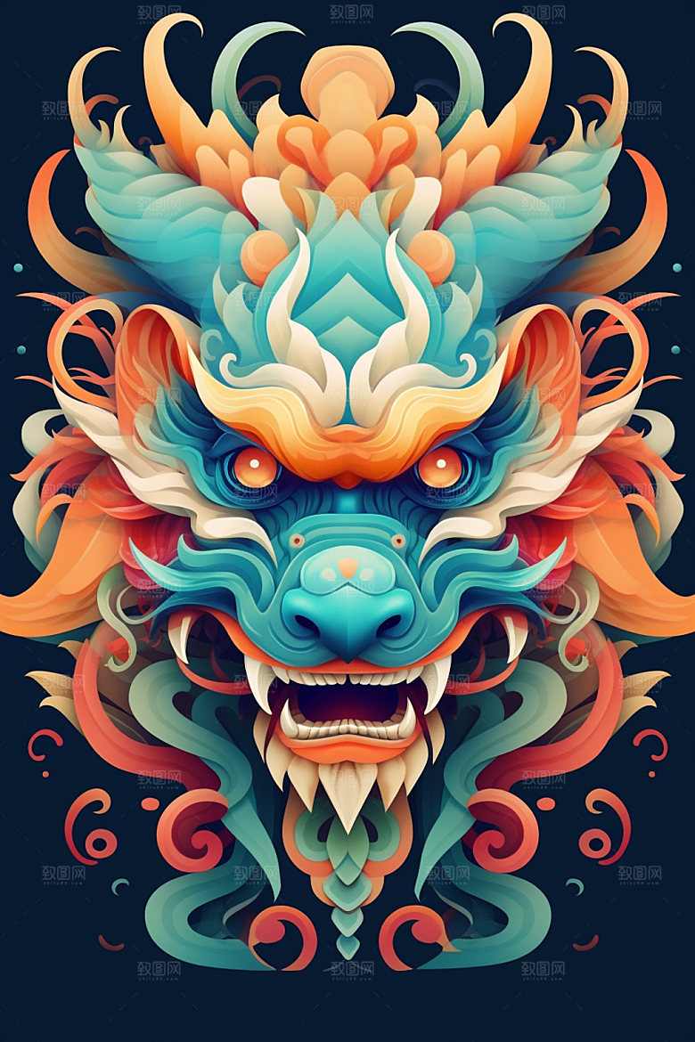 立体龙头生肖龙新年效果图