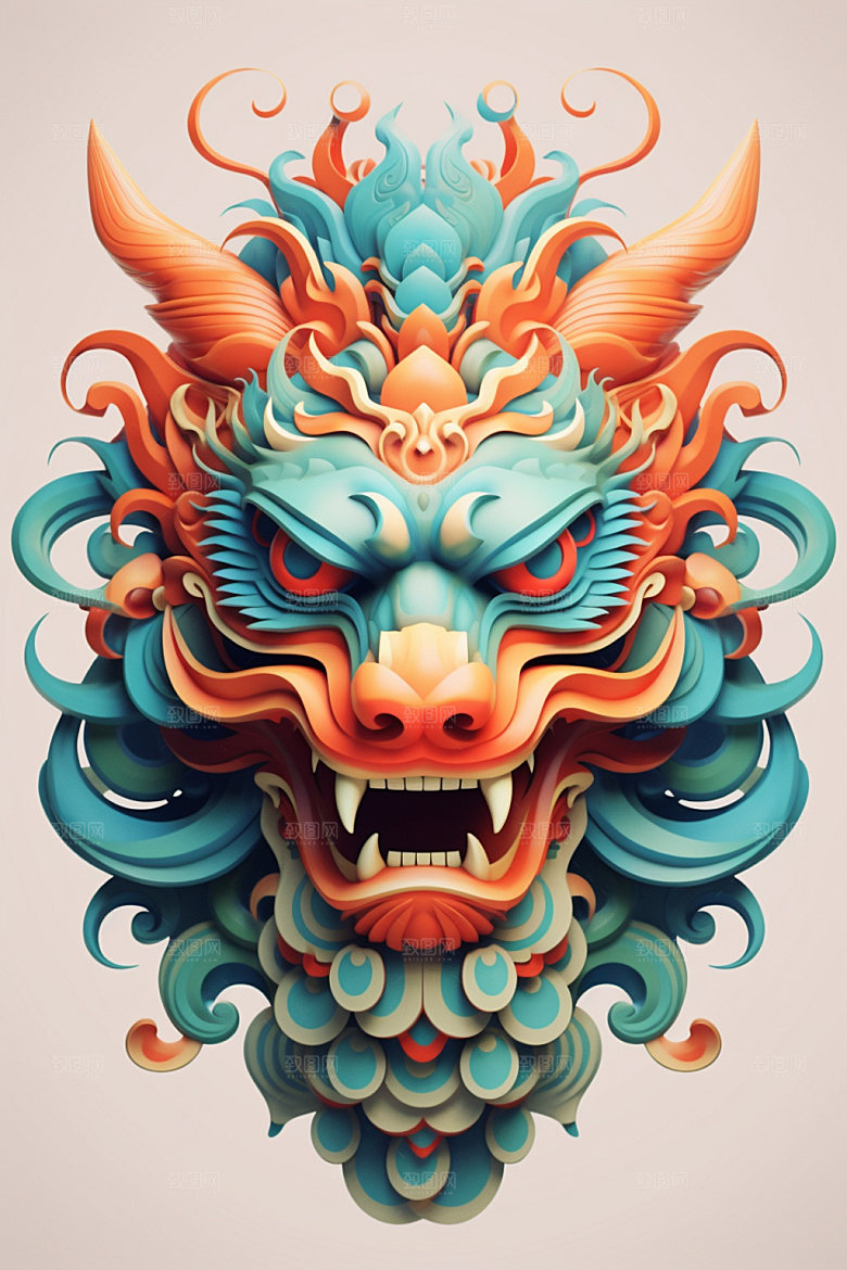 立体龙头春节3D效果图