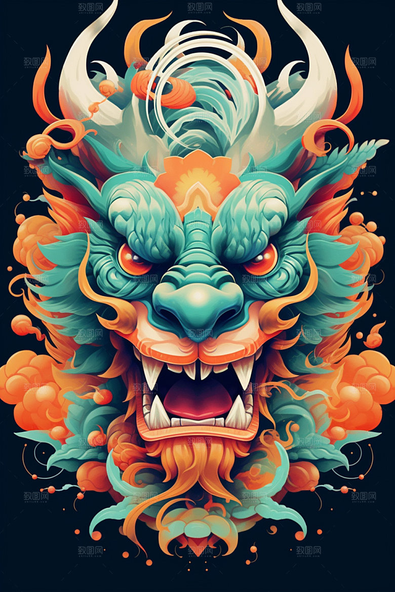 立体龙头喜庆新年效果图